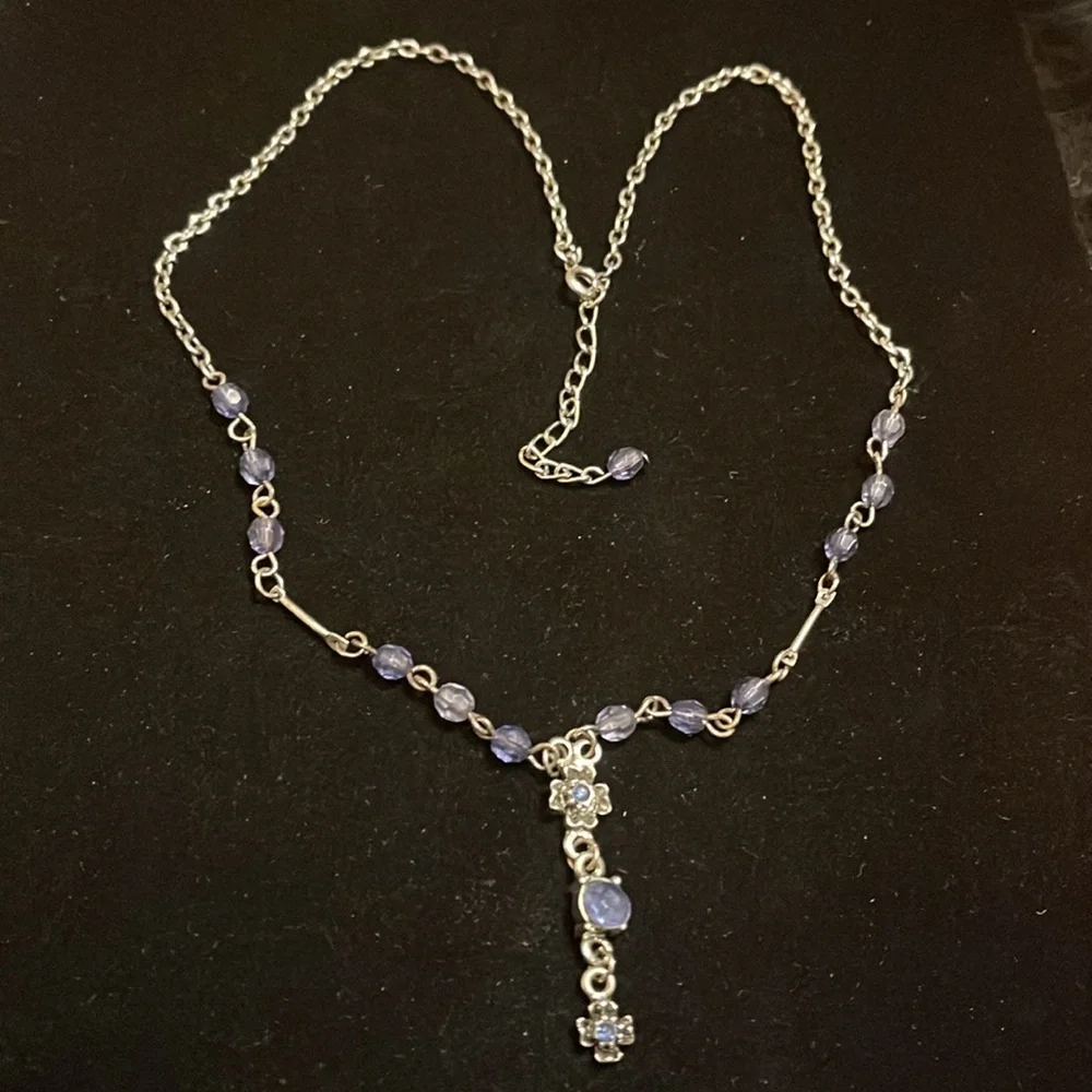 Blue and Silver Beaded Necklace